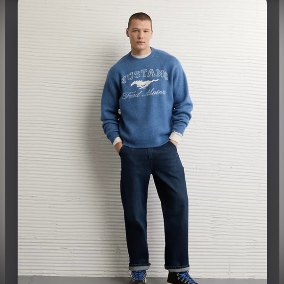 American Eagle Outfitters Ford Mustang Blue Crewneck Sweater - Picture 3 of 3